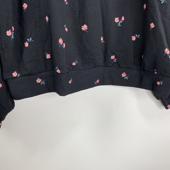 Amour Vert Ebele Floral Printed Luxe Fleece Sweatshirt Top Black Size XL NWT - Picture 5 of 8